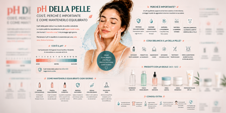 Illustrazione del pH della pelle e del mantello acido con skincare delicata per mantenere la pelle equilibrata