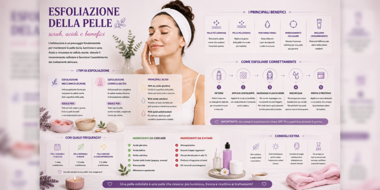 Esfoliazione del viso con prodotto cosmetico durante una routine di cura della pelle