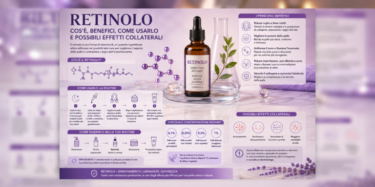 Prodotto al retinolo applicato sul viso durante una routine di skincare anti-age