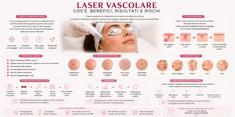Laser vascolare: trattamento di medicina estetica per ridurre capillari, teleangectasie e rossori della pelle.