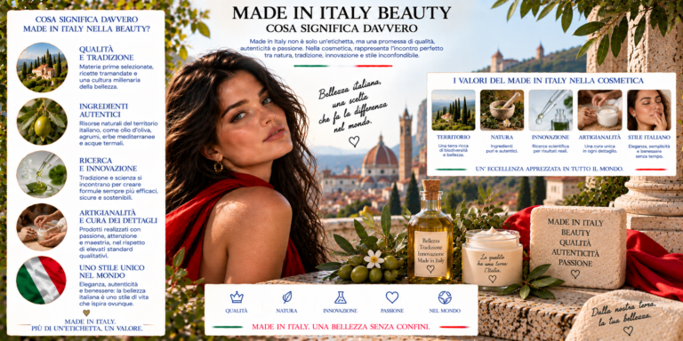 Cosmetici Made in Italy con packaging elegante e ingredienti della tradizione italiana