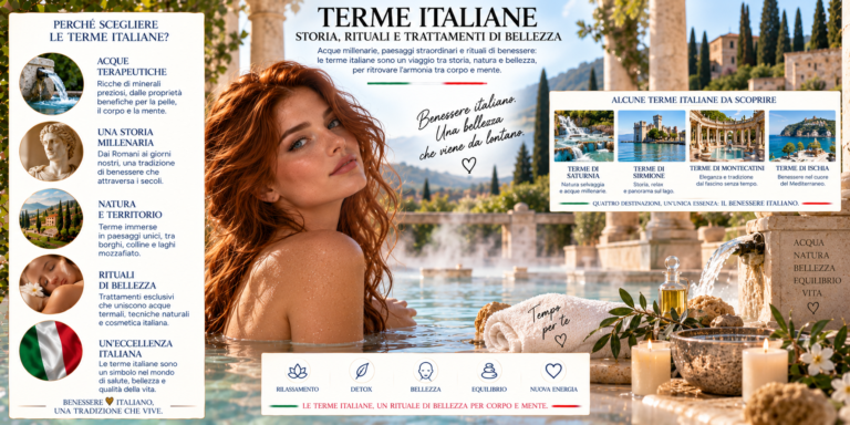 Terme italiane con acqua termale, piscina, trattamenti di bellezza e rituali di benessere