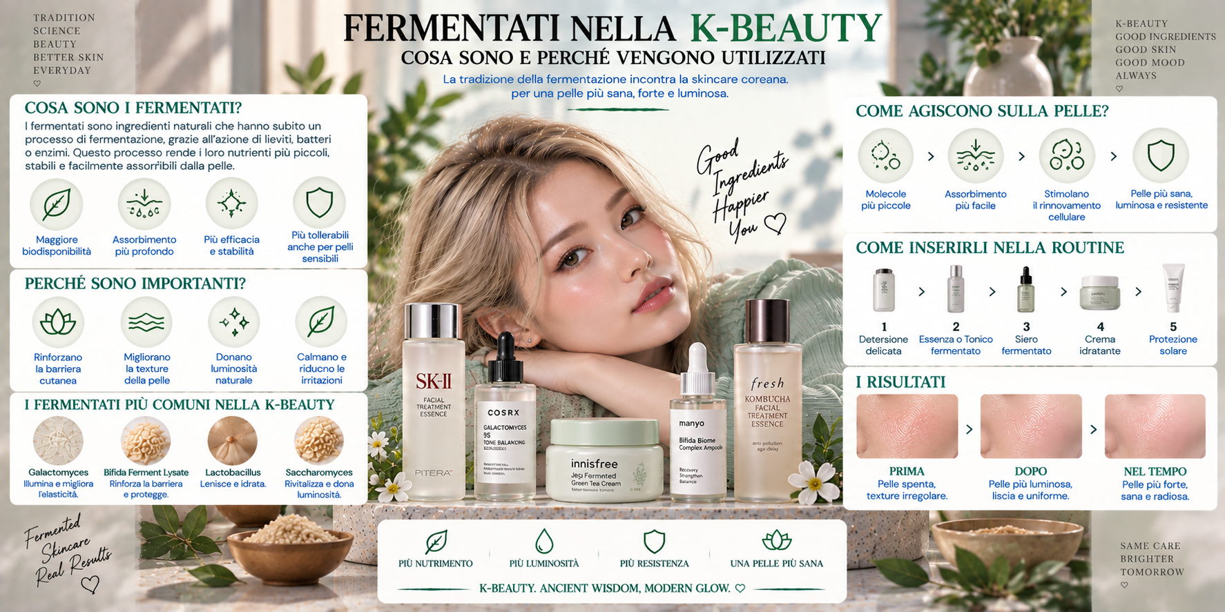 Fermentati nella K-Beauty con riso, ginseng, Artemisia ed essence coreane per una skincare luminosa e idratata