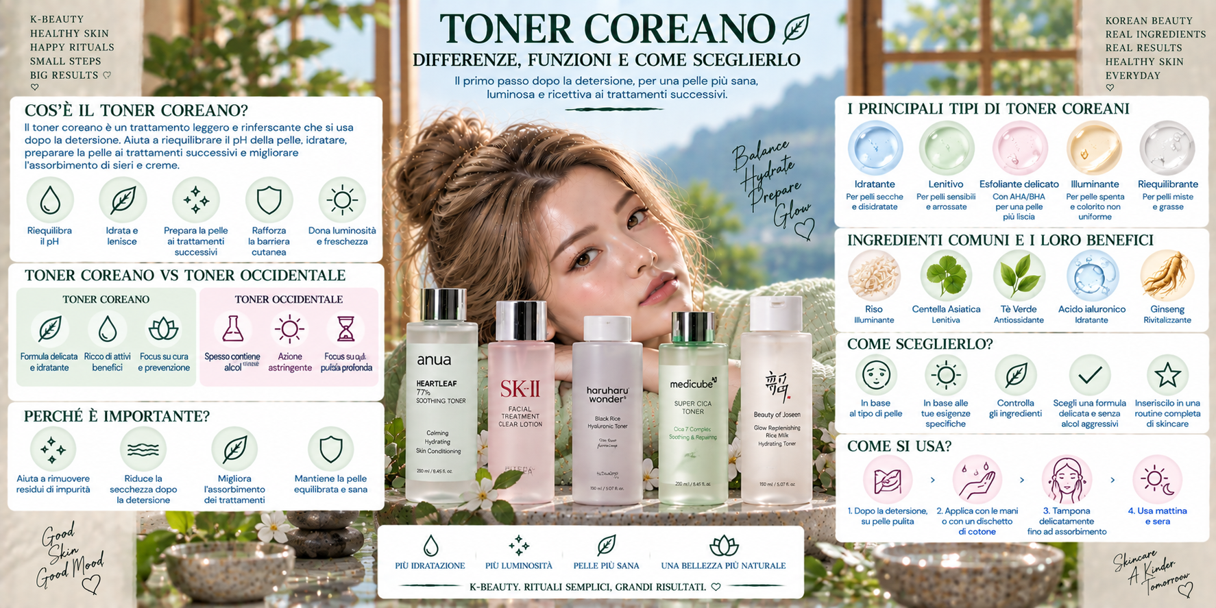 Toner coreano K-Beauty applicato dopo la detersione nella skincare routine coreana