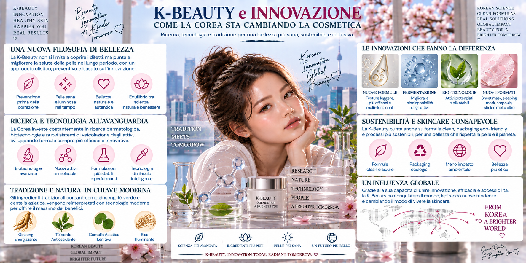 Innovazione K-Beauty tra tecnologia cosmetica coreana, AI, ingredienti avanzati e skincare moderna