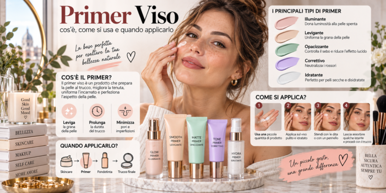 Primer viso applicato prima del fondotinta per preparare la base del make-up