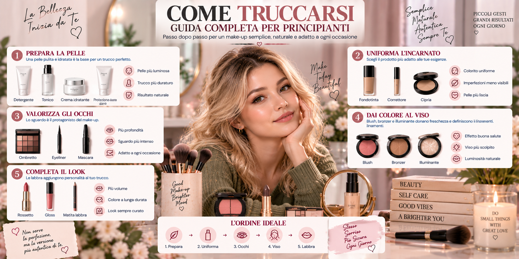 Come truccarsi passo dopo passo con prodotti make-up per principianti