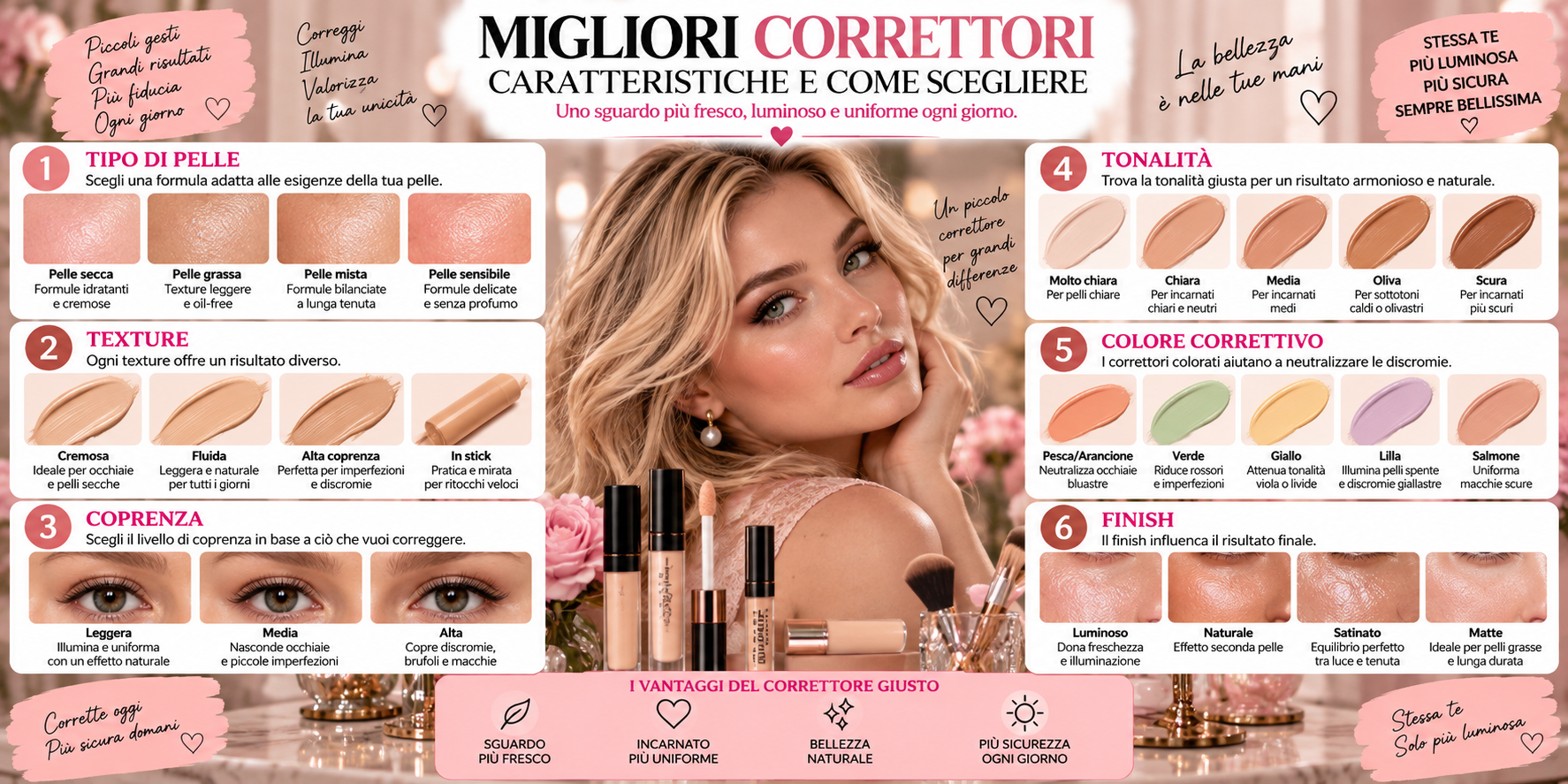 Donna che applica il correttore sotto gli occhi per uniformare e illuminare il viso