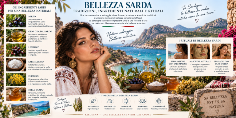 Bellezza sarda con mirto, elicriso, olio d'oliva e ingredienti naturali della Sardegna